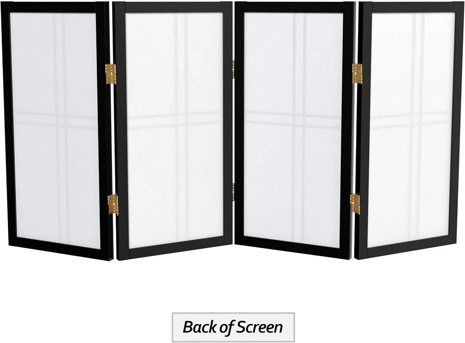 2 ft. Short Desktop Double Cross Shoji Screen - Black - 4 Panels