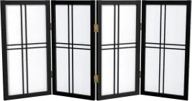2 ft. Short Desktop Double Cross Shoji Screen - Black - 4 Panels