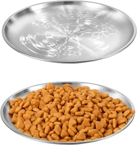 2Pcs Stainless Steel Cats Bowls, Wide Whisker Friendly Cat Dishes Set, Wide Metal Food Bowl, Shallow Food Bowl, Relief Whisker Fatigue Cat Dishes, Outdoor Kitten Feeding Wet & Dry Food