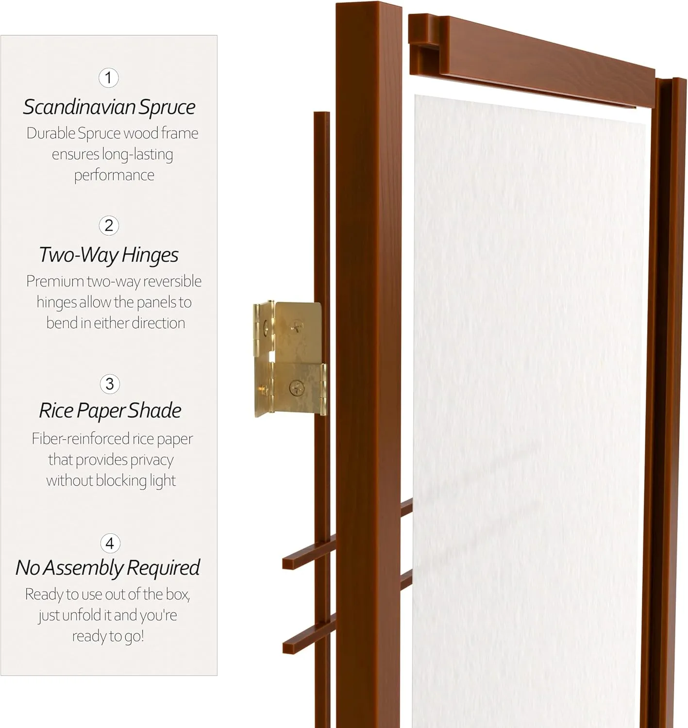 3 ft. Short Double Cross Shoji Screen - Walnut - 3 Panels
