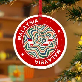 3" Acrylic Christmas Ornaments 2024 Malaysia Round Christmas Ornaments Bauble Holiday Decoration Flag Sports Bar Party Events Keepsake Transparent Disc Stocking Name Tag
