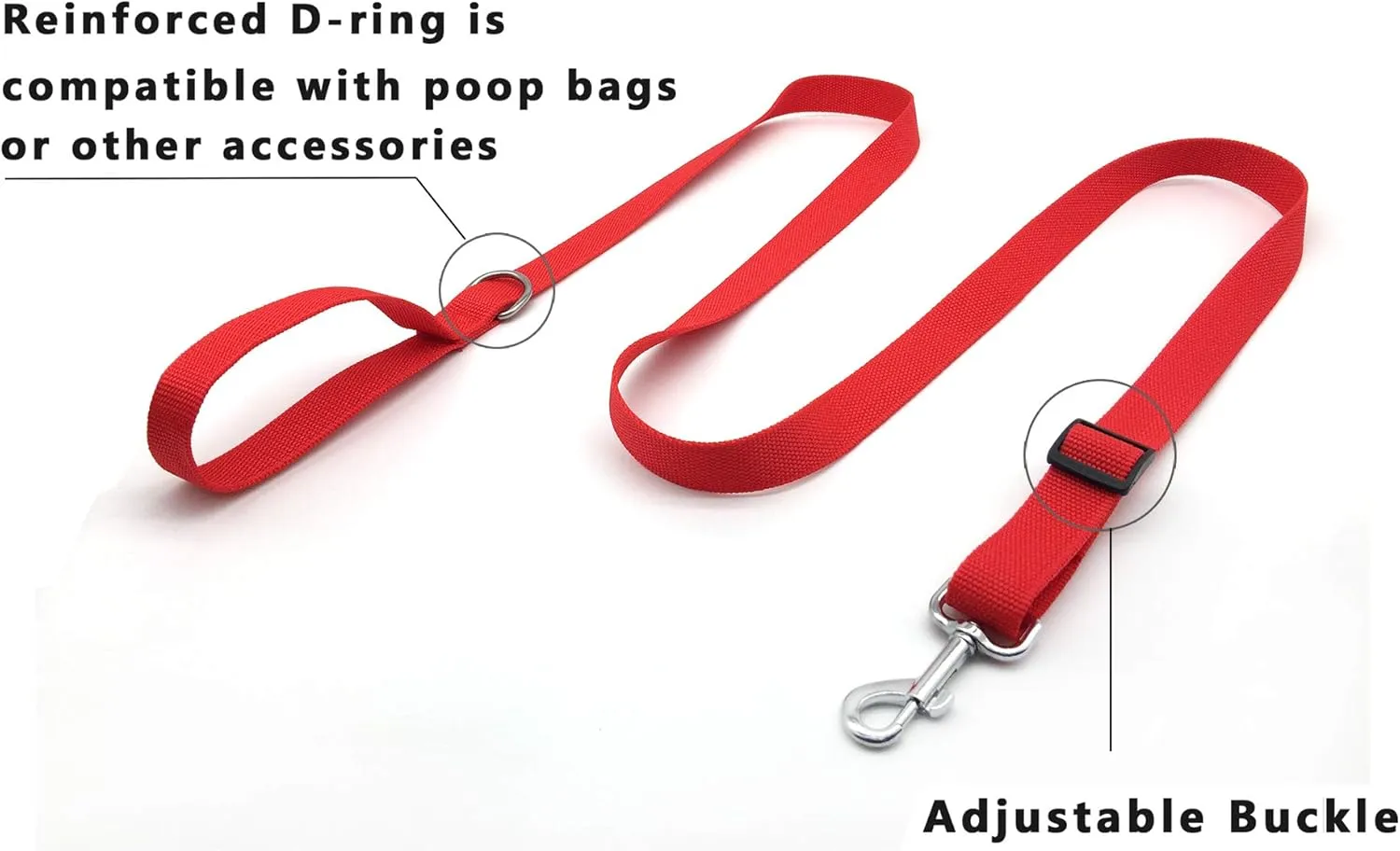 6FT Adjustable Dog Leash, Nylon Dog Leashes for Medium Large Dogs (Red)