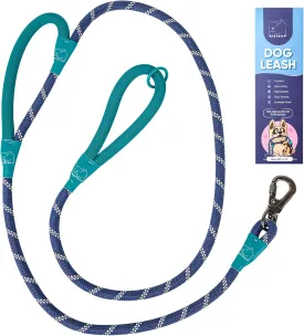 6FT Dog Leashes Double Handles, Lockable Metal Carabiner Clip,Durable Rope Dog Leashes with Highly Reflective for Training, Medium Dogs Small Puppy(Blue)