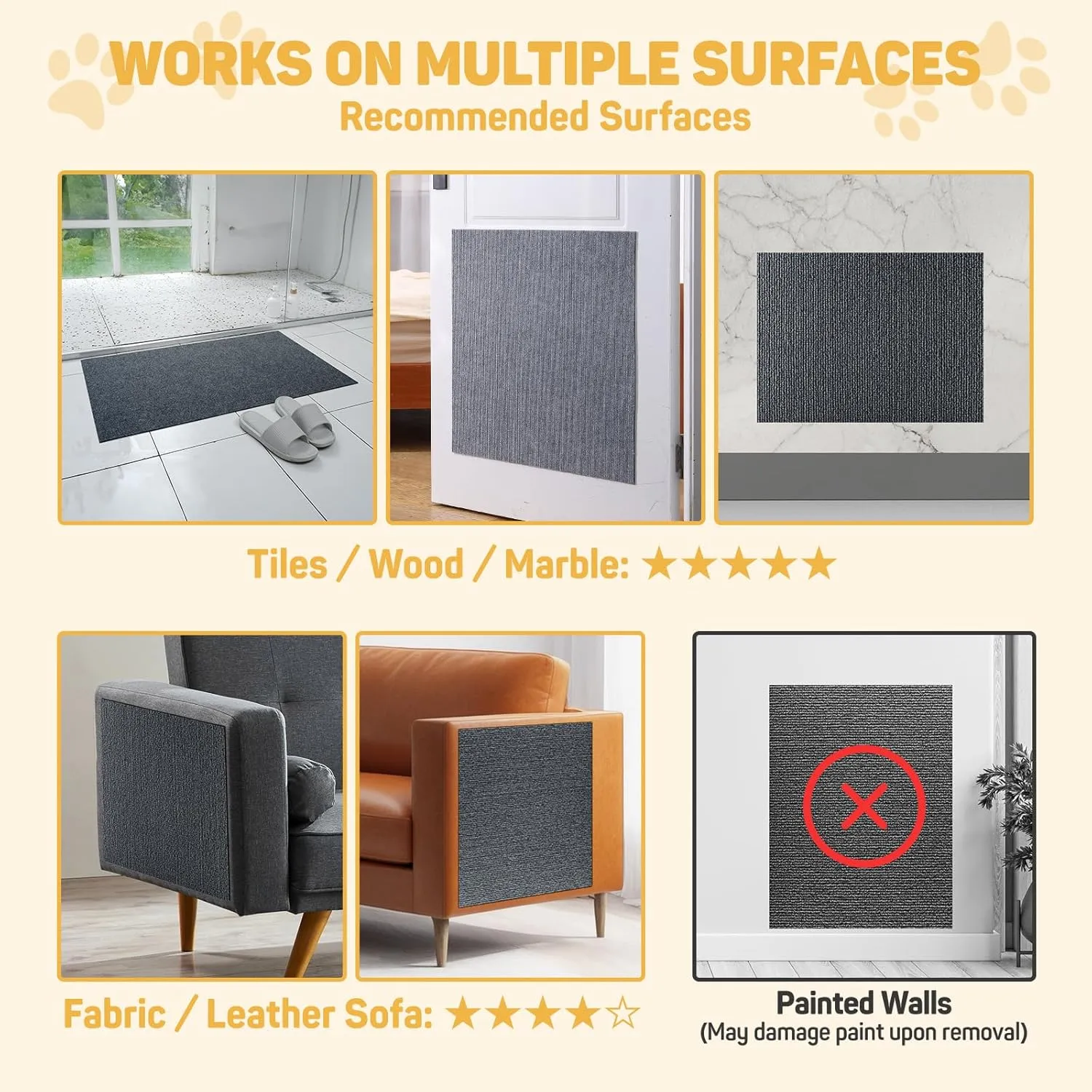 78.7"x15.8" Cat Scratch Furniture Protector Pad - Durable Sticky Scratch Wall Mat,Couch Corner Protector with Self-Adhesive Backing, for Sofa, Couch, Wall, Cat Tree, and DIY Climbing Cat Scratcher