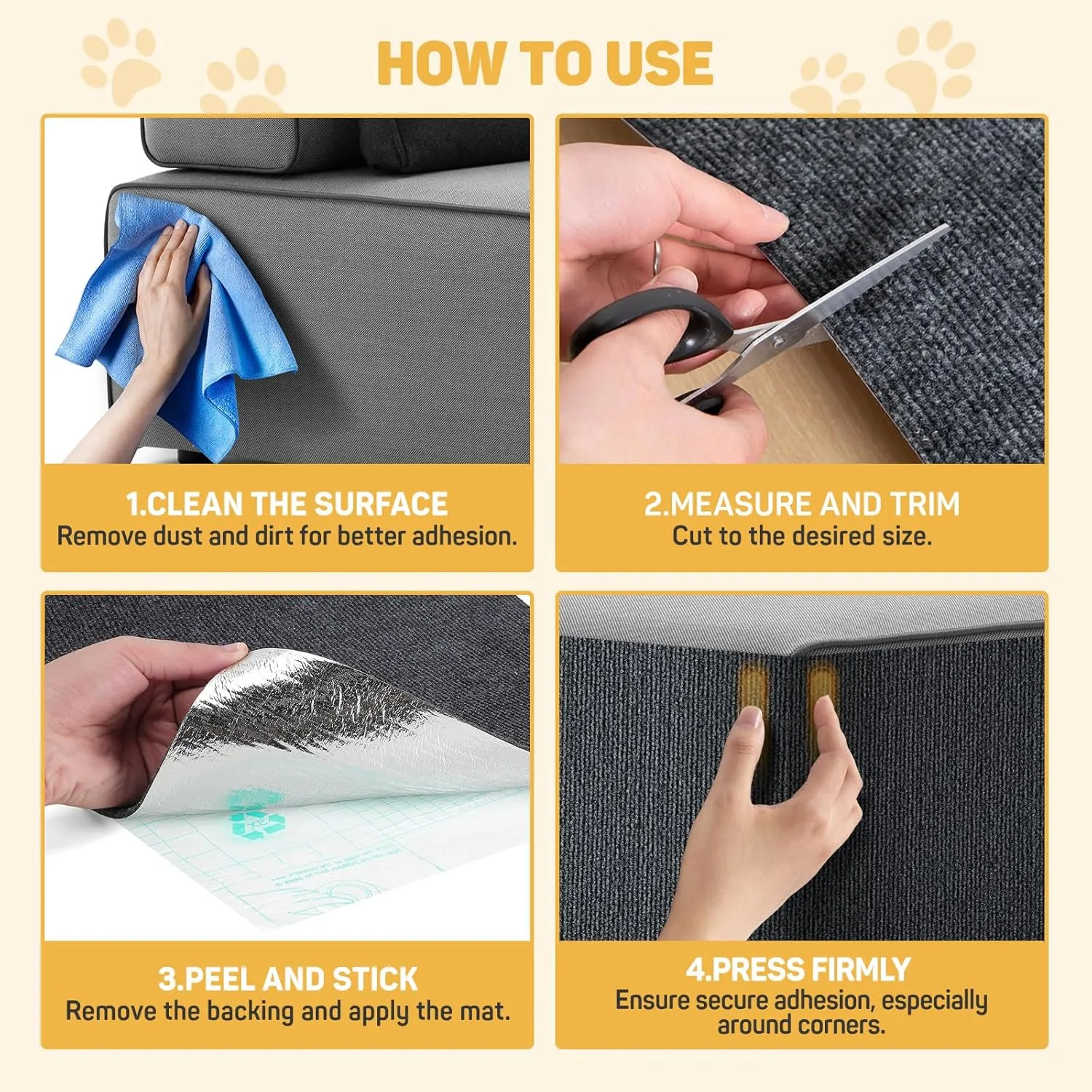 78.7"x15.8" Cat Scratch Furniture Protector Pad - Durable Sticky Scratch Wall Mat,Couch Corner Protector with Self-Adhesive Backing, for Sofa, Couch, Wall, Cat Tree, and DIY Climbing Cat Scratcher