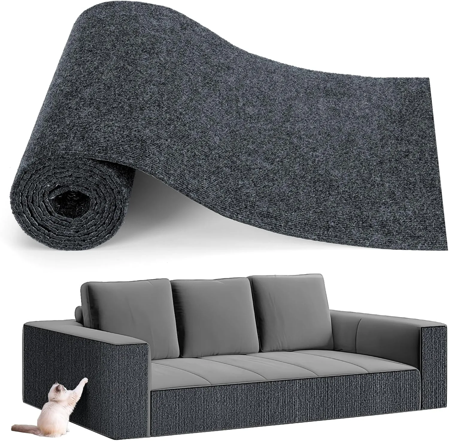 78.7"x15.8" Cat Scratch Furniture Protector Pad - Durable Sticky Scratch Wall Mat,Couch Corner Protector with Self-Adhesive Backing, for Sofa, Couch, Wall, Cat Tree, and DIY Climbing Cat Scratcher