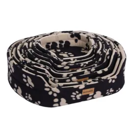 8 Black & Beige Polar Fleece Pet Beds Set