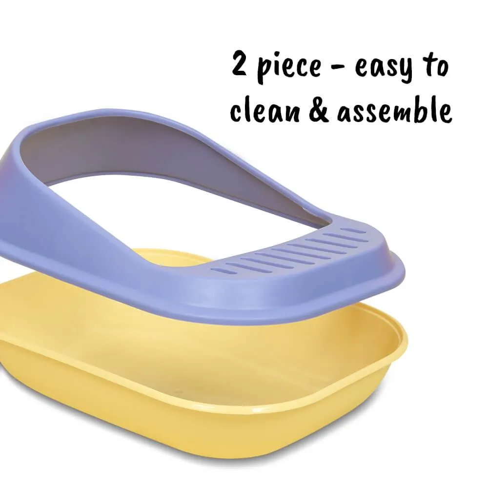 AllPetSolutions Cat Litter Tray with High Sides & Scoop, Grey