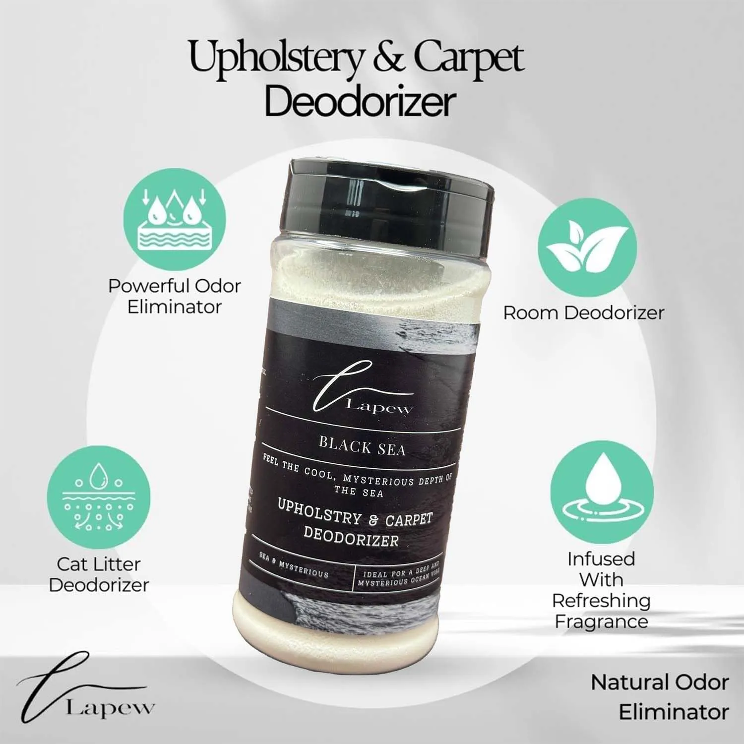 Black Sea Carpet Freshener Powder: Powerful Odor Eliminator for Home, Upholstery Deodorizer, Carpet Deodorizer, Pet Urine, Cat Litter Box - Black Sea Fragrance.