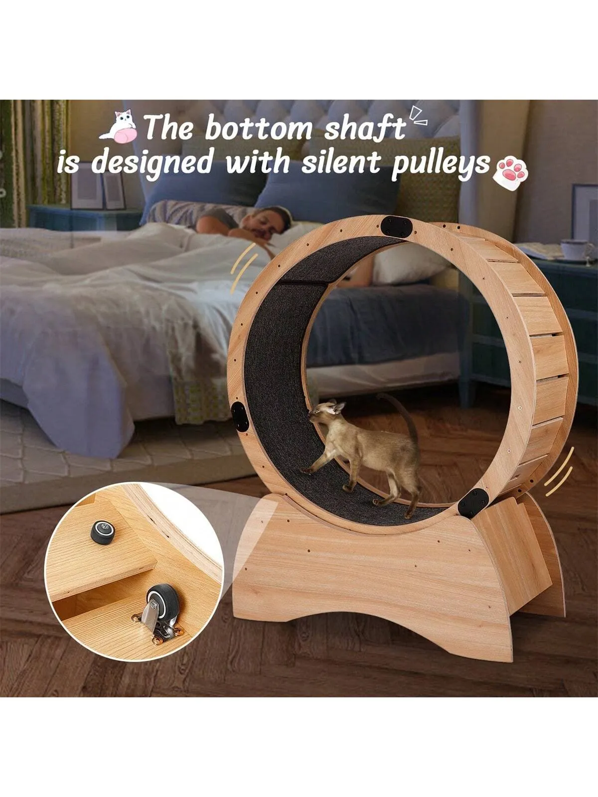 Cat Exercise Wheel – Running, Spinning, and Scratching Fun, Cat Treadmill with Carpeted Runway, Kitty Cat Sport Toy, Great for Physical Activity and Reducing Boredom
