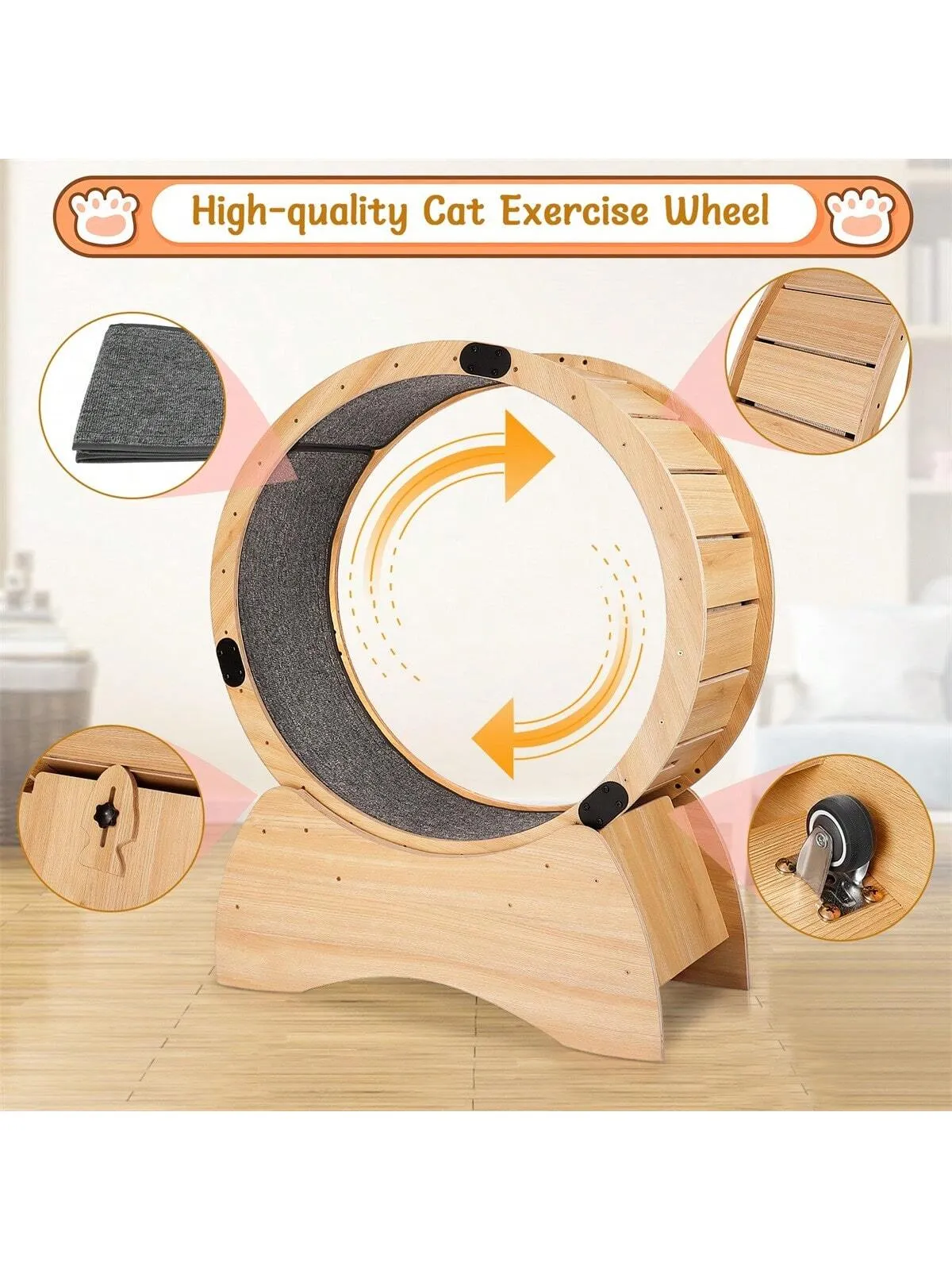 Cat Exercise Wheel – Running, Spinning, and Scratching Fun, Cat Treadmill with Carpeted Runway, Kitty Cat Sport Toy, Great for Physical Activity and Reducing Boredom