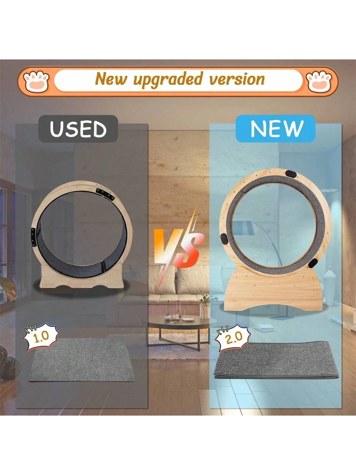 Cat Exercise Wheel – Running, Spinning, and Scratching Fun, Cat Treadmill with Carpeted Runway, Kitty Cat Sport Toy, Great for Physical Activity and Reducing Boredom