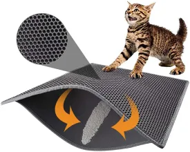 Cat Litter Trapper Mat- 76 x 61 cm Honeycomb Double Layer -Traps Messes, Easy Clean and Durable, Non Toxic Trapper Rug Suitable for Litter Tray（Black)