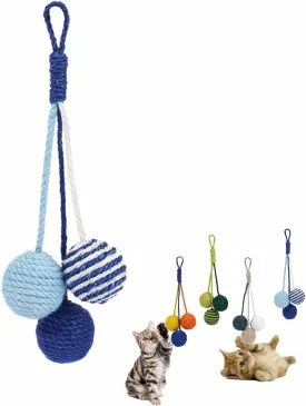 Cat Toy Sisal Ball Hanging Cat Toy Handmade Cat Rope Ball Chew Eco-Friendly Toy Pets Interactive Toy Cat Toys for Indoor Cats (Bule)