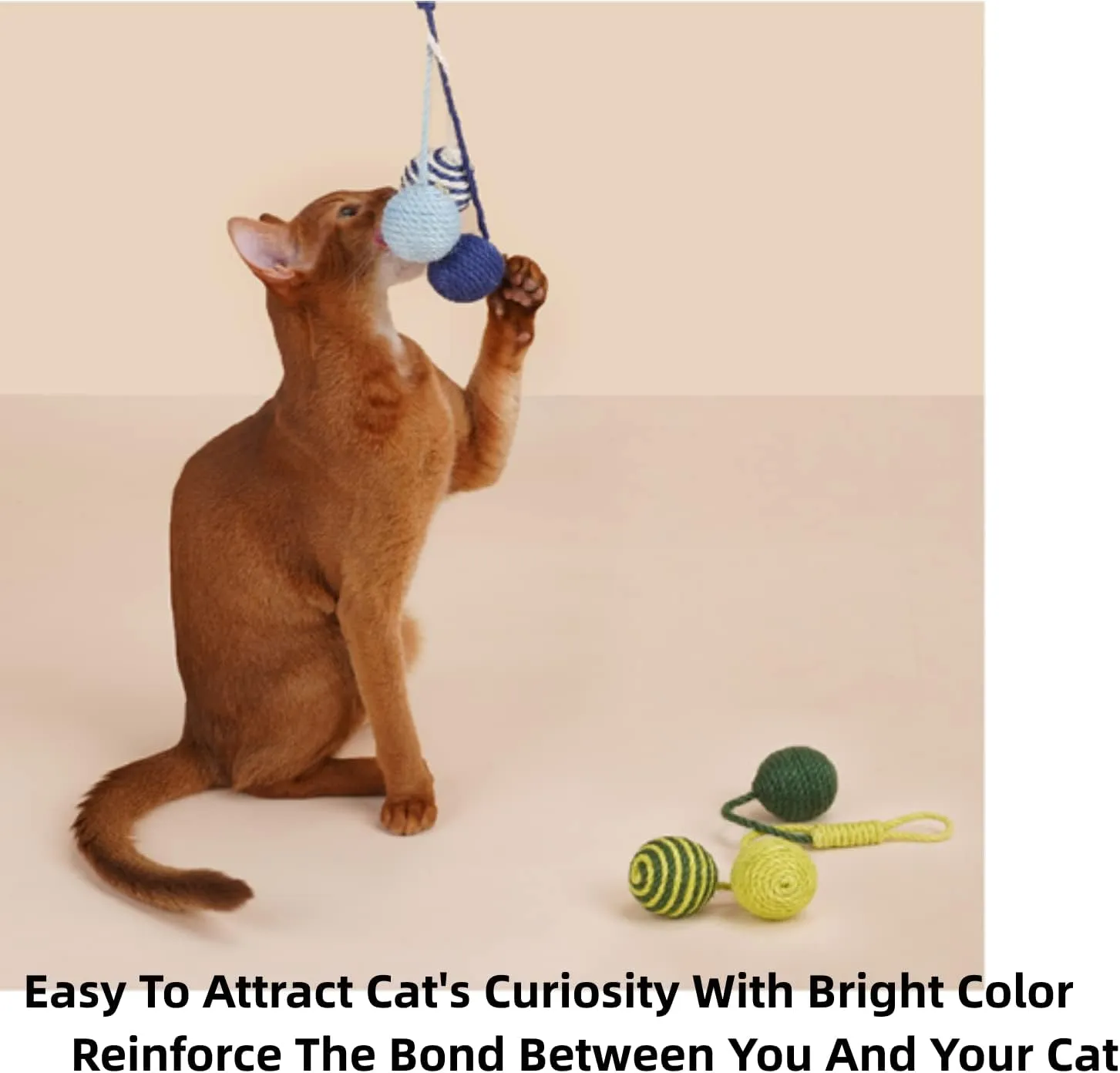 Cat Toy Sisal Ball Hanging Cat Toy Handmade Cat Rope Ball Chew Eco-Friendly Toy Pets Interactive Toy Cat Toys for Indoor Cats (Bule)