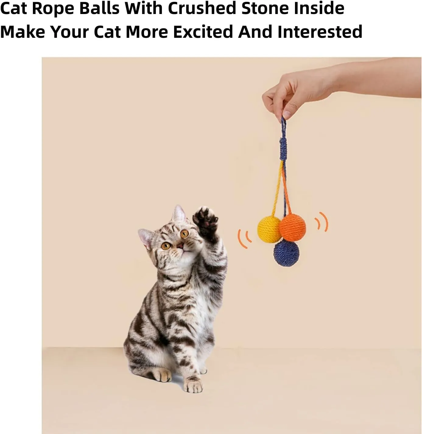 Cat Toy Sisal Ball Hanging Cat Toy Handmade Cat Rope Ball Chew Eco-Friendly Toy Pets Interactive Toy Cat Toys for Indoor Cats (Bule)