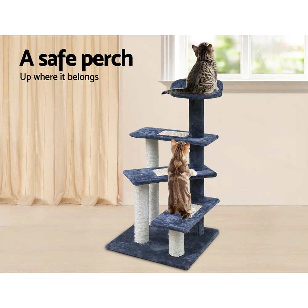 Cat Tree 100cm, Wood Scratching Post Tower Condo with Steps