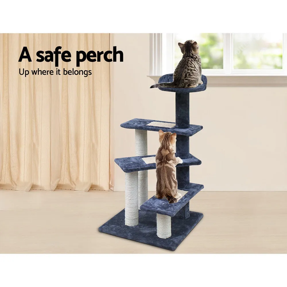 Cat Tree 100cm, Wood Scratching Post Tower Condo with Steps