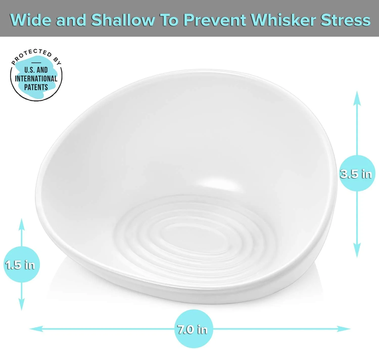 CatGuru Cat Food Bowl, Ceramic Bowls for Indoor Cats, No Spill Cat Feeding Bowl, Whisker Stress Free Kitten Bowls, Pet Bowls for Food and Water, Includes Silicone Non-Slip Mat (High-Low, White)
