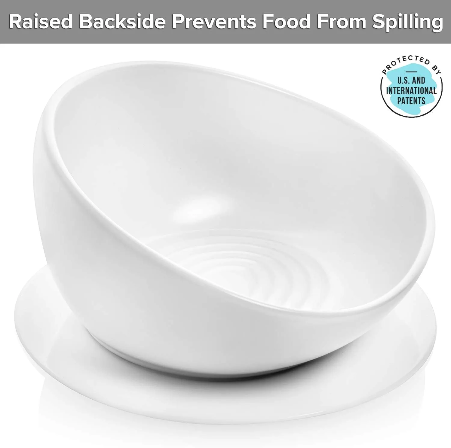 CatGuru Cat Food Bowl, Ceramic Bowls for Indoor Cats, No Spill Cat Feeding Bowl, Whisker Stress Free Kitten Bowls, Pet Bowls for Food and Water, Includes Silicone Non-Slip Mat (High-Low, White)