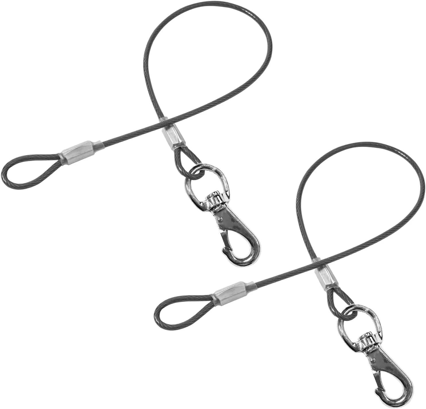 Chew Proof Dog Leash - 2Pack Metal Cable Lead,No Tangle Multiple Dog Leashes for Small and Medium Dogs- Heavy Duty Leash Extender for Collars & Harnesses(2 Pack Black, 20in/50cm)