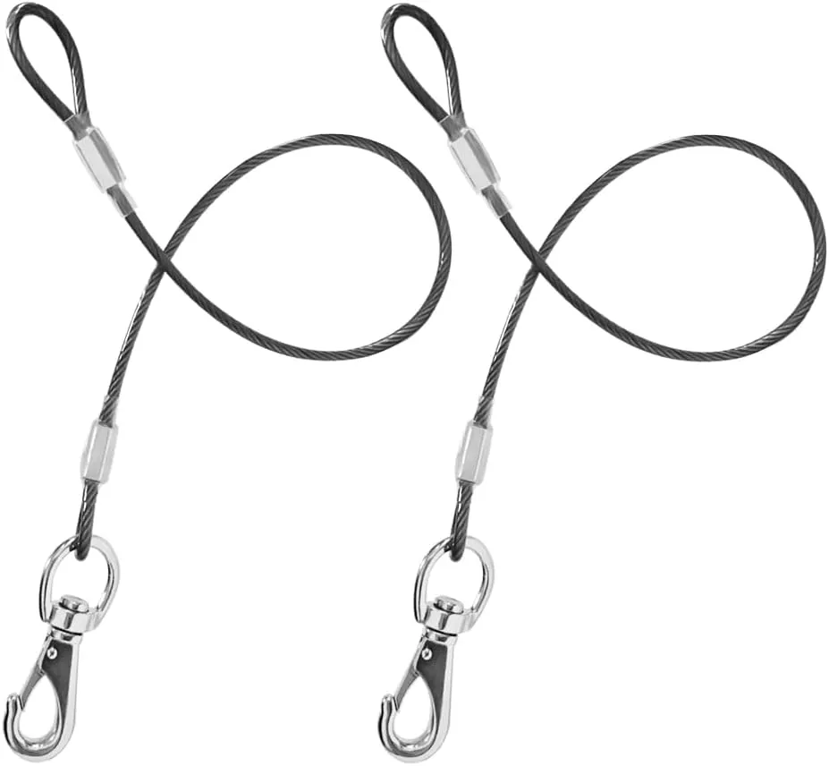 Chew Proof Dog Leash - 2Pack Metal Cable Lead,No Tangle Multiple Dog Leashes for Small and Medium Dogs- Heavy Duty Leash Extender for Collars & Harnesses(2 Pack Black, 20in/50cm)