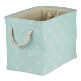 Collapsible Pet Storage Bin, Trellis Paw Print, Aqua, Medium - 16x10x12"