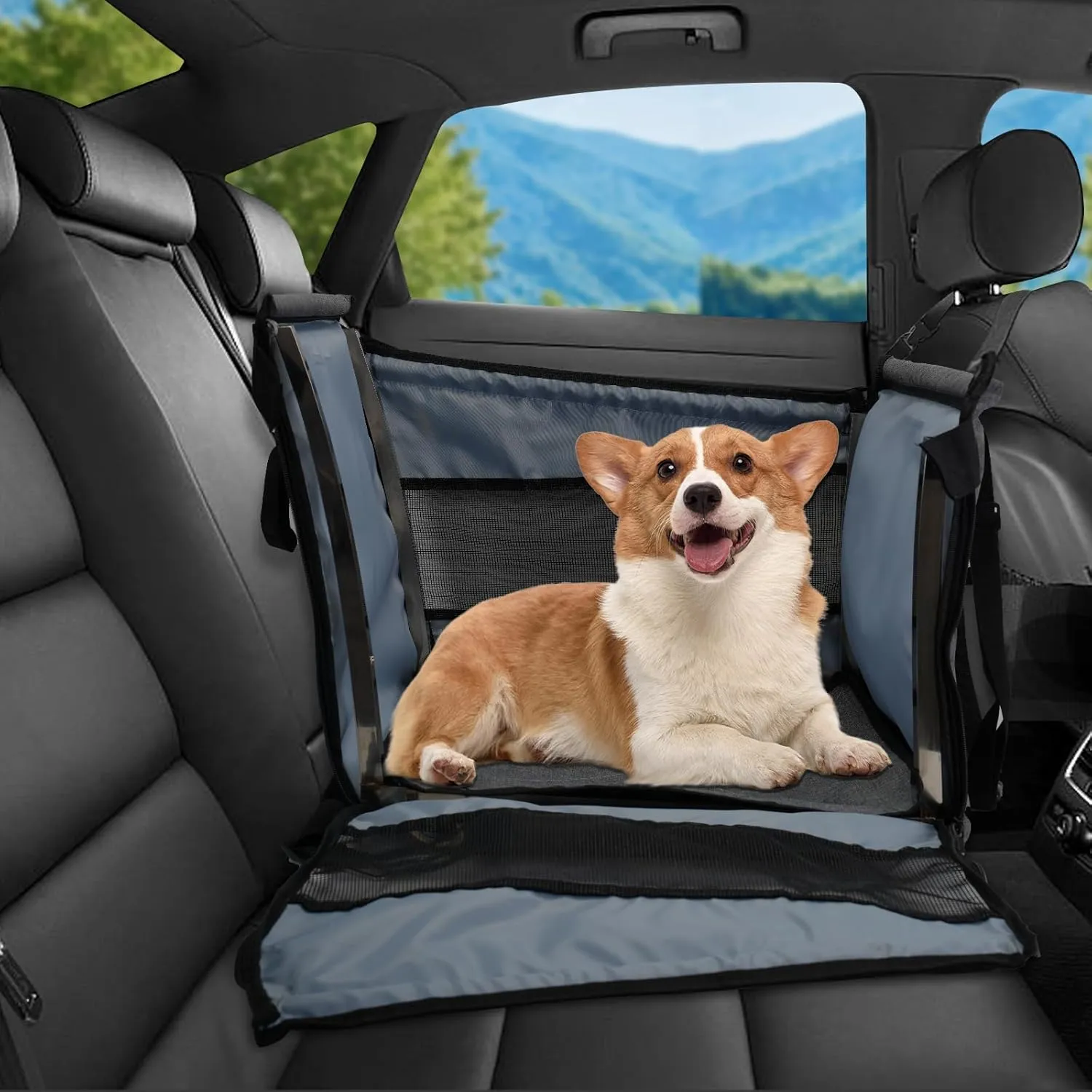 Deluxe Breathable Pet Car Seat - Secure, Comfortable Car, Dog Carrier and Adjustable Large Dog Travel Companion (Gray, Extra Large)