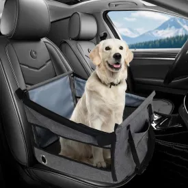 Deluxe Breathable Pet Car Seat - Secure, Comfortable Car, Dog Carrier and Adjustable Large Dog Travel Companion (Gray, Extra Large)