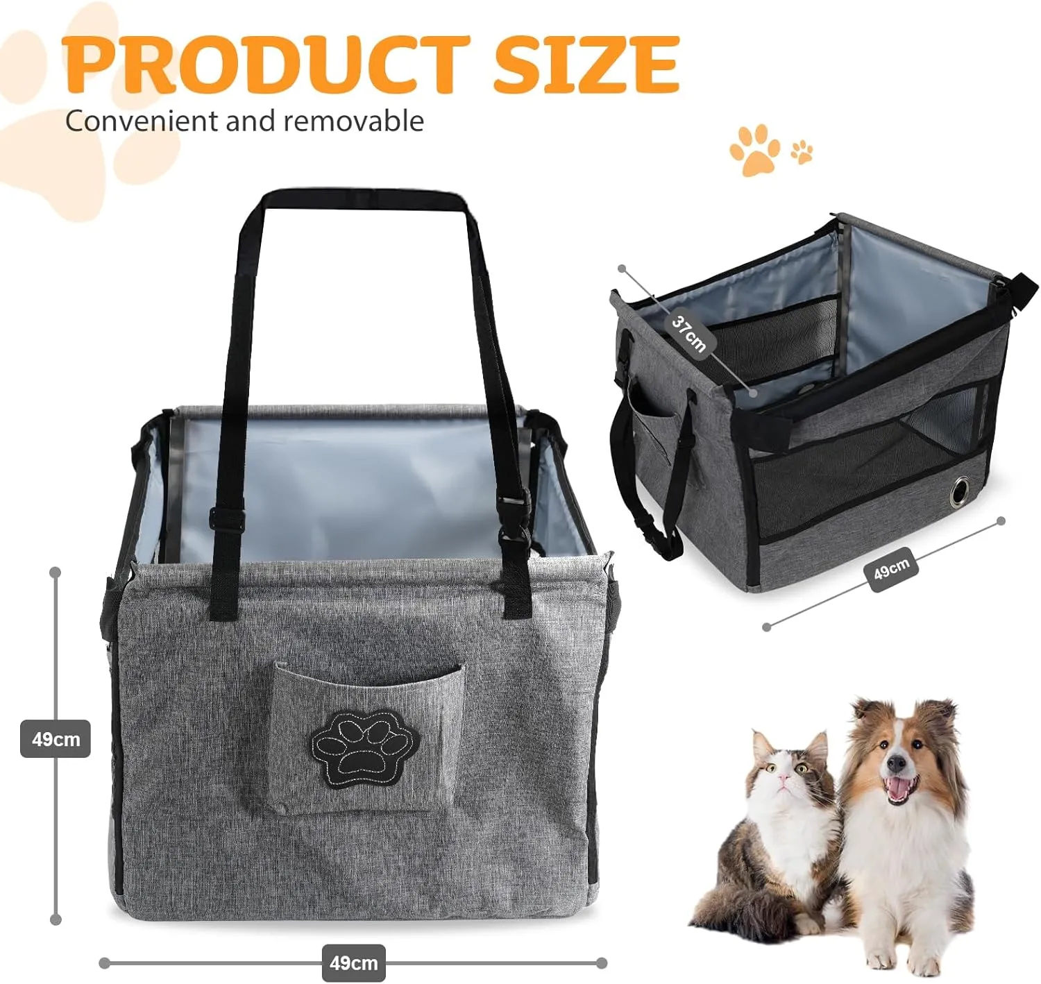 Deluxe Breathable Pet Car Seat - Secure, Comfortable Car, Dog Carrier and Adjustable Large Dog Travel Companion (Gray, Extra Large)