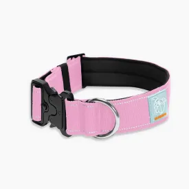 DF Co. Tactical Dog Collar | Comfortable & Secure with Quick Release Clip Buckle and Heavy Duty D-Ring | Soft Padded Neoprene, Chafe Resistant, Night-Time Visibility | Pink, Size S