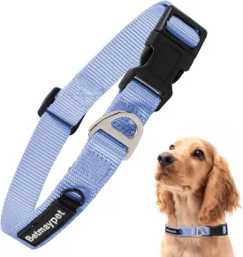 Dog Collar, Adjustable Nylon Puppy Collar with Quick-Release Buckle, Dog Collars for Small Medium, and Large Breed Size Dogs (Blue, L)