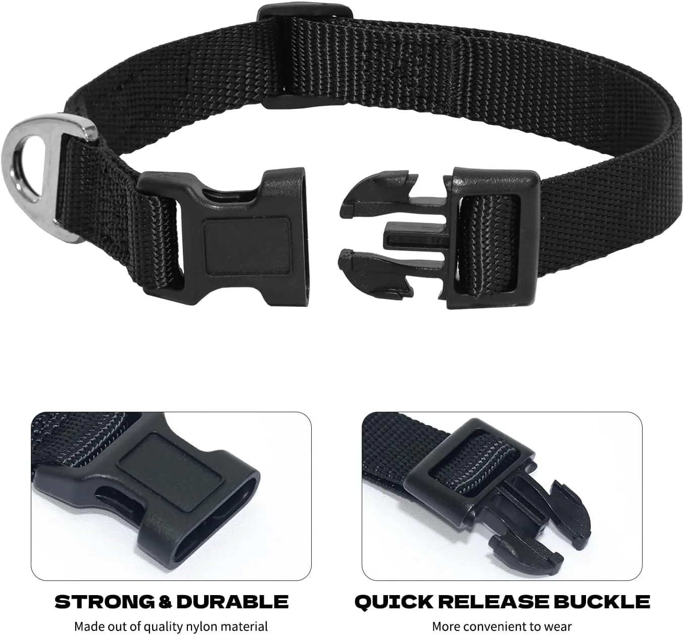 Dog Collar, Adjustable Nylon Puppy Collar with Quick-Release Buckle, Dog Collars for Small Medium, and Large Breed Size Dogs (Blue, L)