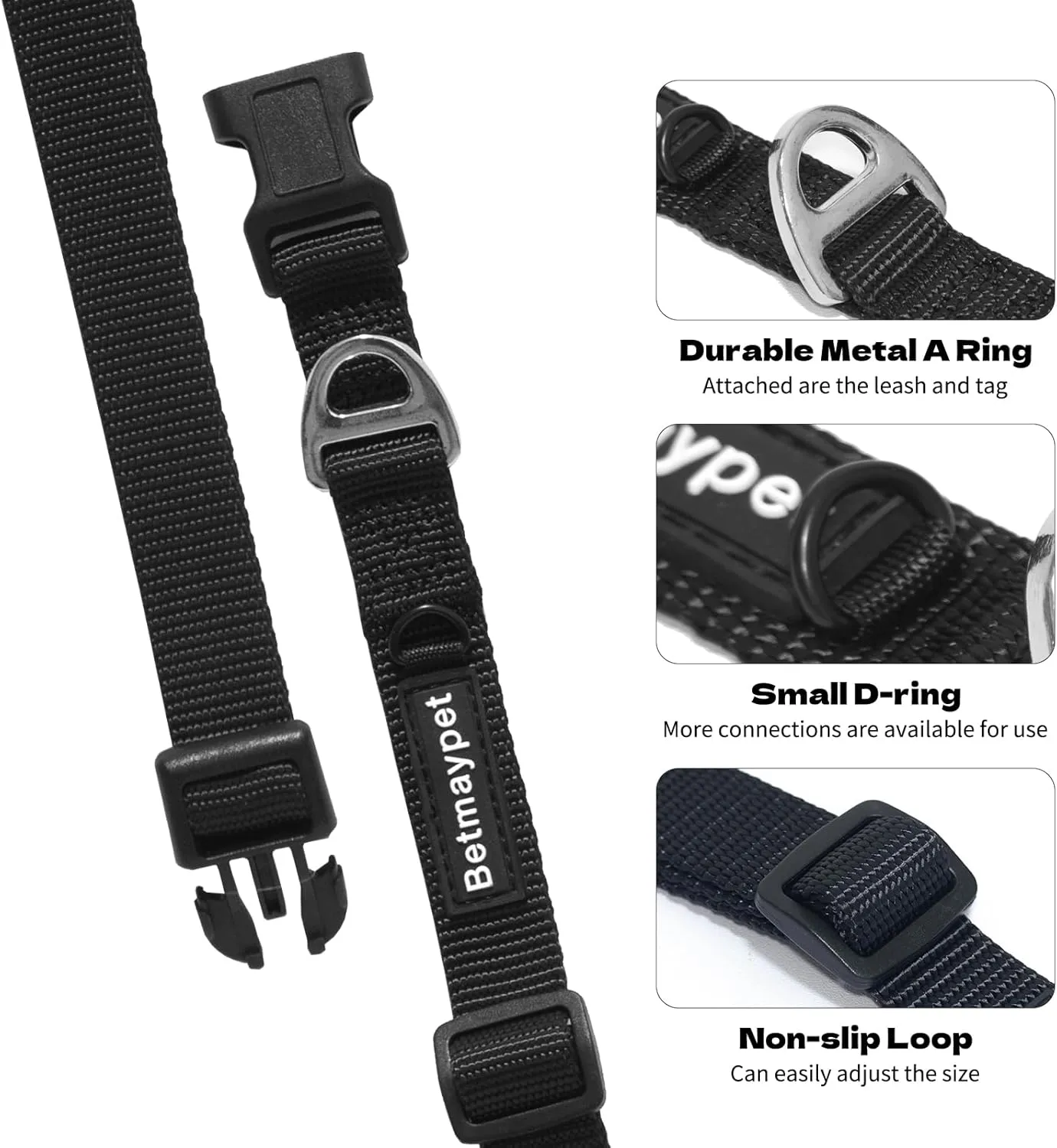 Dog Collar, Adjustable Nylon Puppy Collar with Quick-Release Buckle, Dog Collars for Small Medium, and Large Breed Size Dogs (Blue, L)