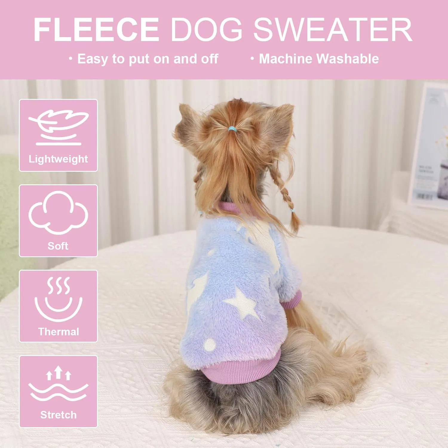 Dog Sweaters for Small Pets, Night Glow Valentine's Day Clothes, Warm Pullover Sweatshirt, Winter Coat Jacket, Cat Costume, Puppy Outfit for Male Female Girl Boy