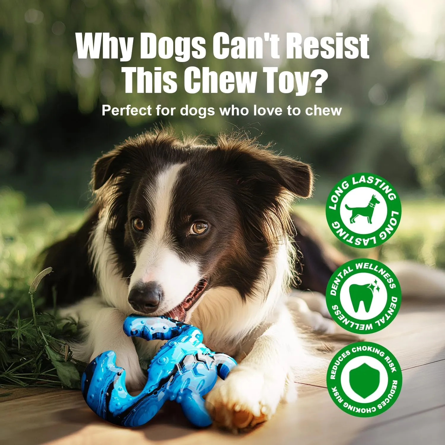 Dog Toys for Aggressive Chewers, Dog Toys for Medium Large Dogs, Tough Nylon Dog Chew Toys with Bacon Flavor, Chew Toys for Aggressive Chewers, Blue