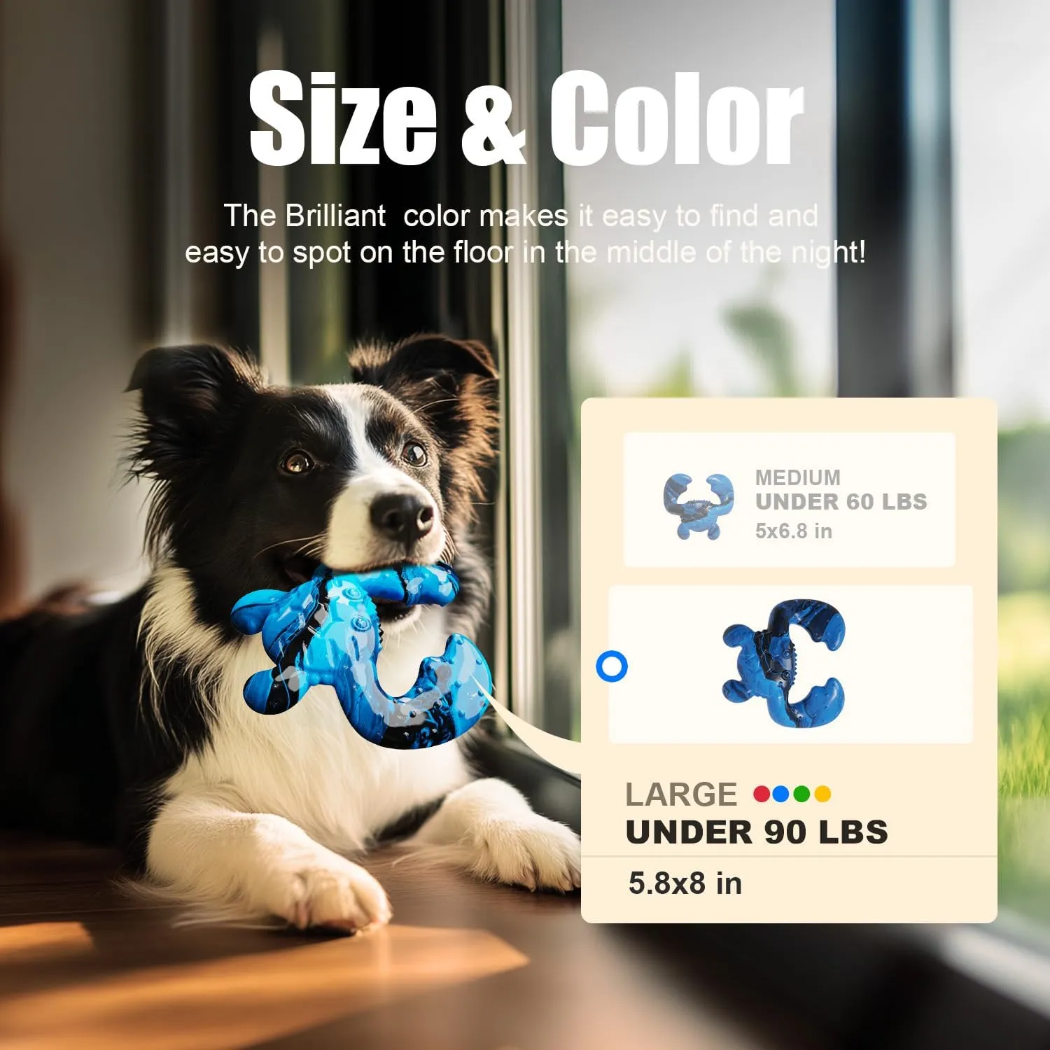 Dog Toys for Aggressive Chewers, Dog Toys for Medium Large Dogs, Tough Nylon Dog Chew Toys with Bacon Flavor, Chew Toys for Aggressive Chewers, Blue