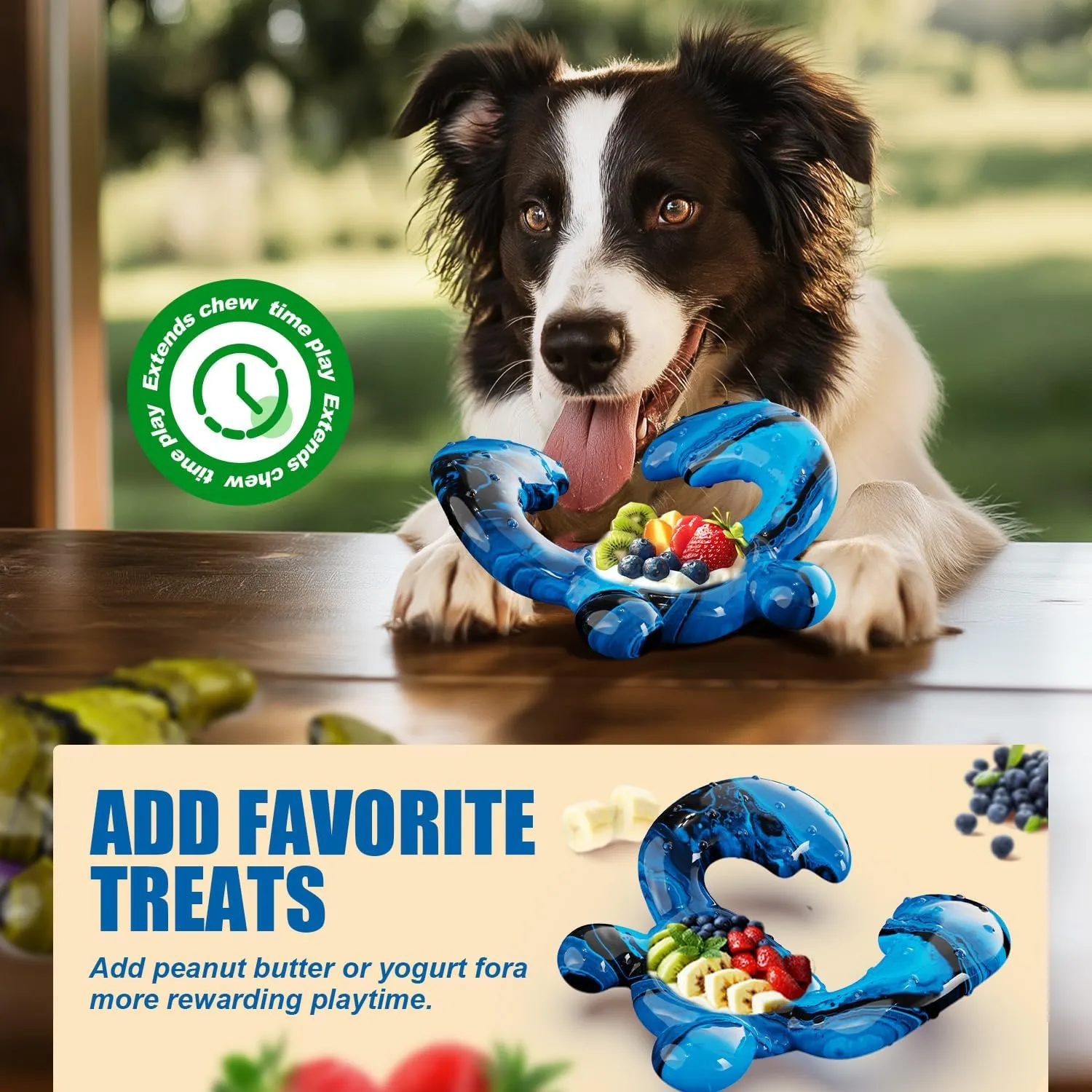 Dog Toys for Aggressive Chewers, Dog Toys for Medium Large Dogs, Tough Nylon Dog Chew Toys with Bacon Flavor, Chew Toys for Aggressive Chewers, Blue
