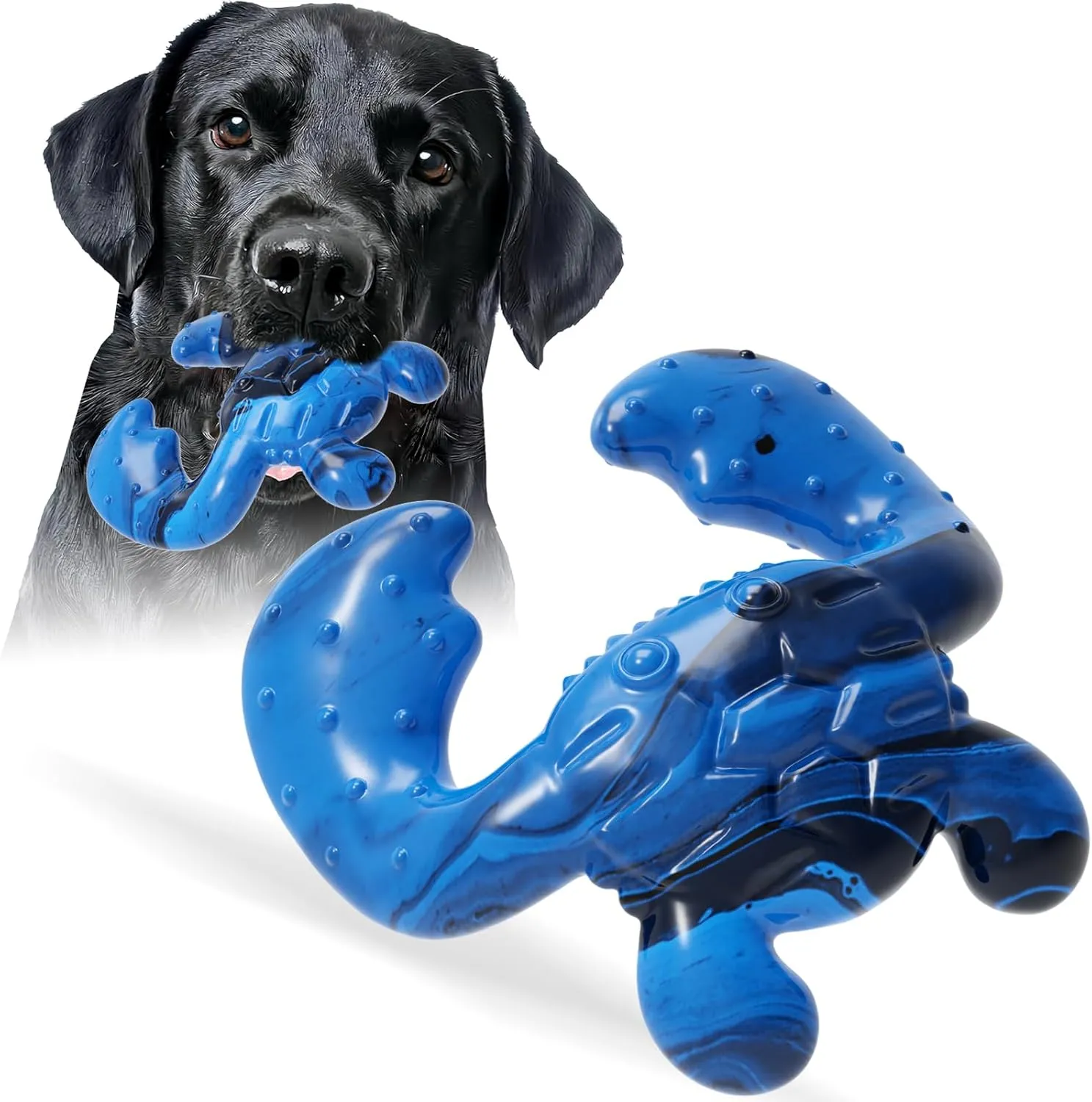 Dog Toys for Aggressive Chewers, Dog Toys for Medium Large Dogs, Tough Nylon Dog Chew Toys with Bacon Flavor, Chew Toys for Aggressive Chewers, Blue