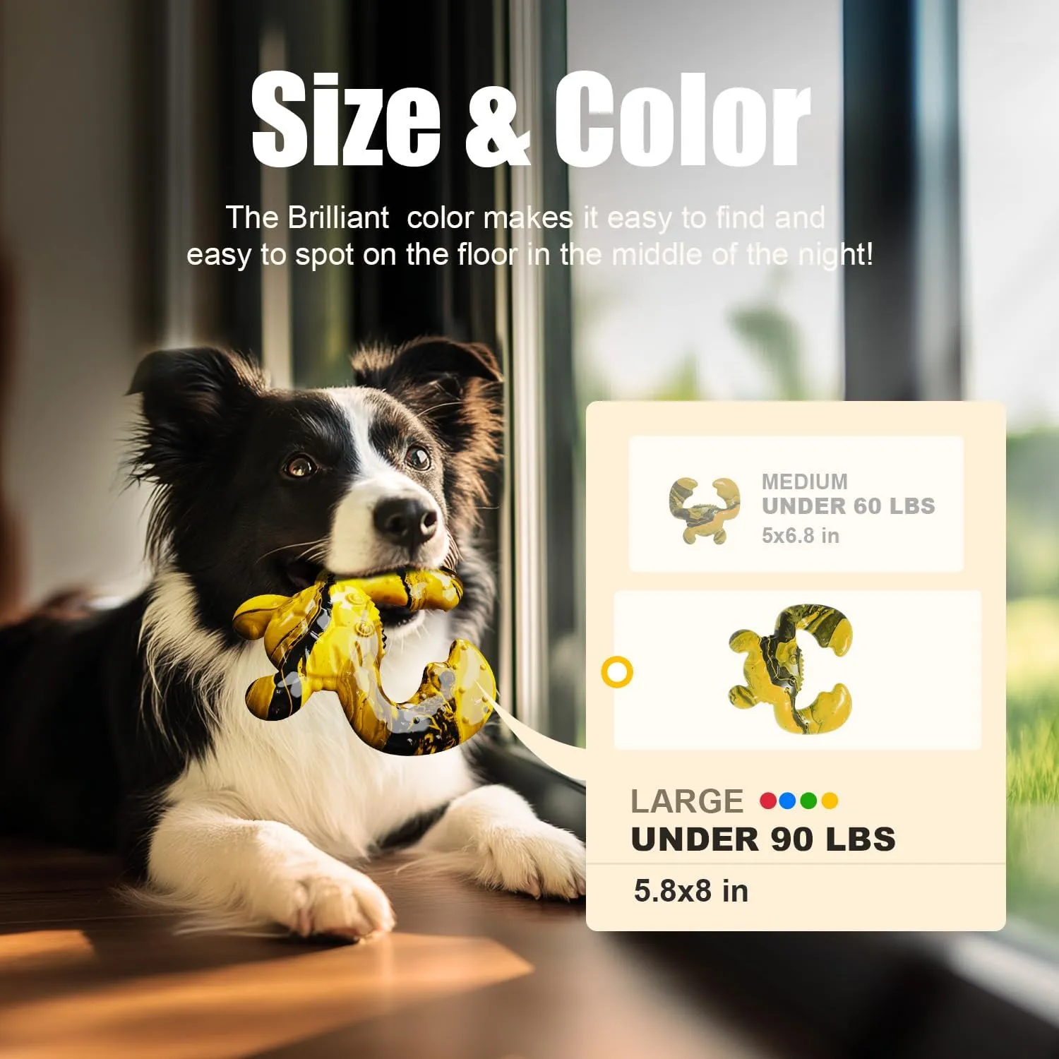 Dog Toys for Aggressive Chewers, Dog Toys for Medium Large Dogs, Tough Nylon Dog Chew Toys with Bacon Flavor, Chew Toys for Aggressive Chewers, Yellow