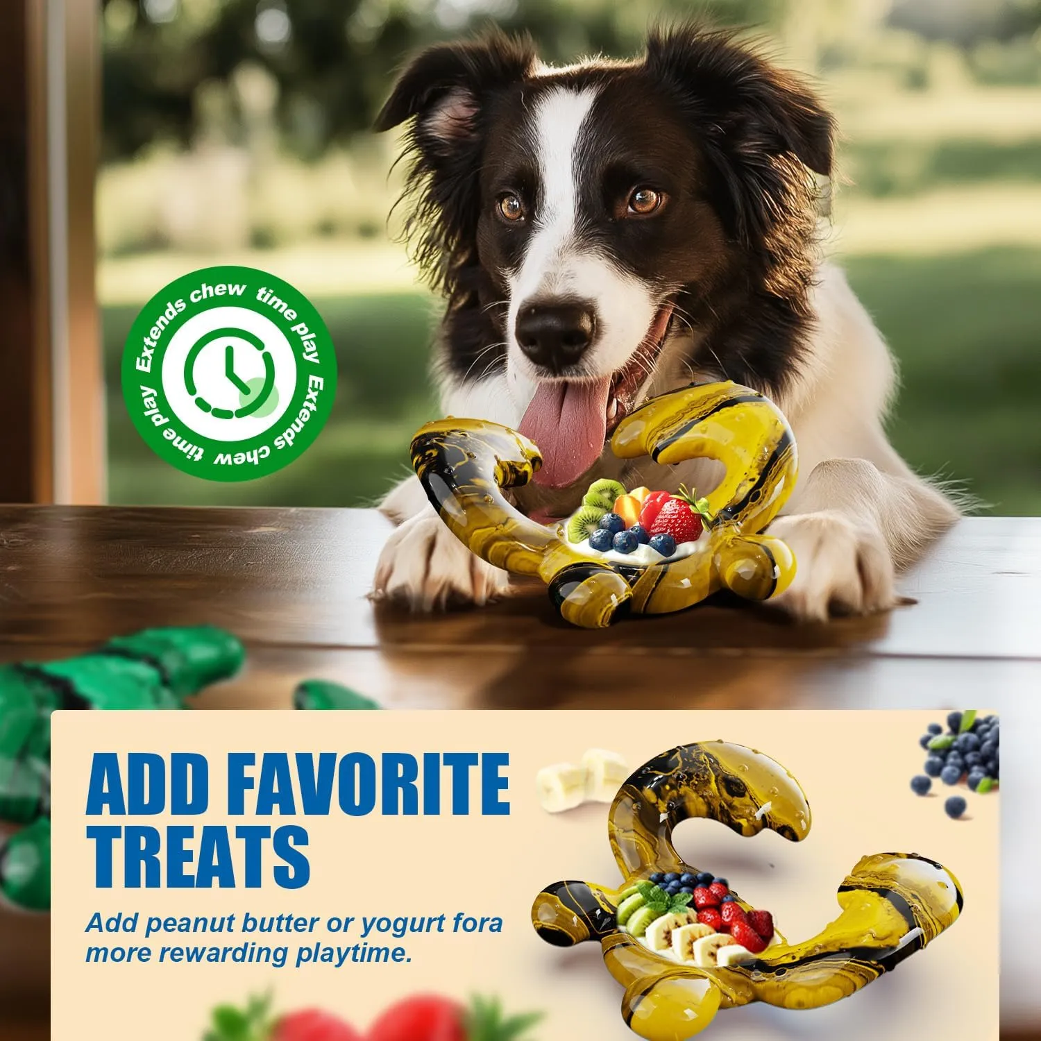 Dog Toys for Aggressive Chewers, Dog Toys for Medium Large Dogs, Tough Nylon Dog Chew Toys with Bacon Flavor, Chew Toys for Aggressive Chewers, Yellow