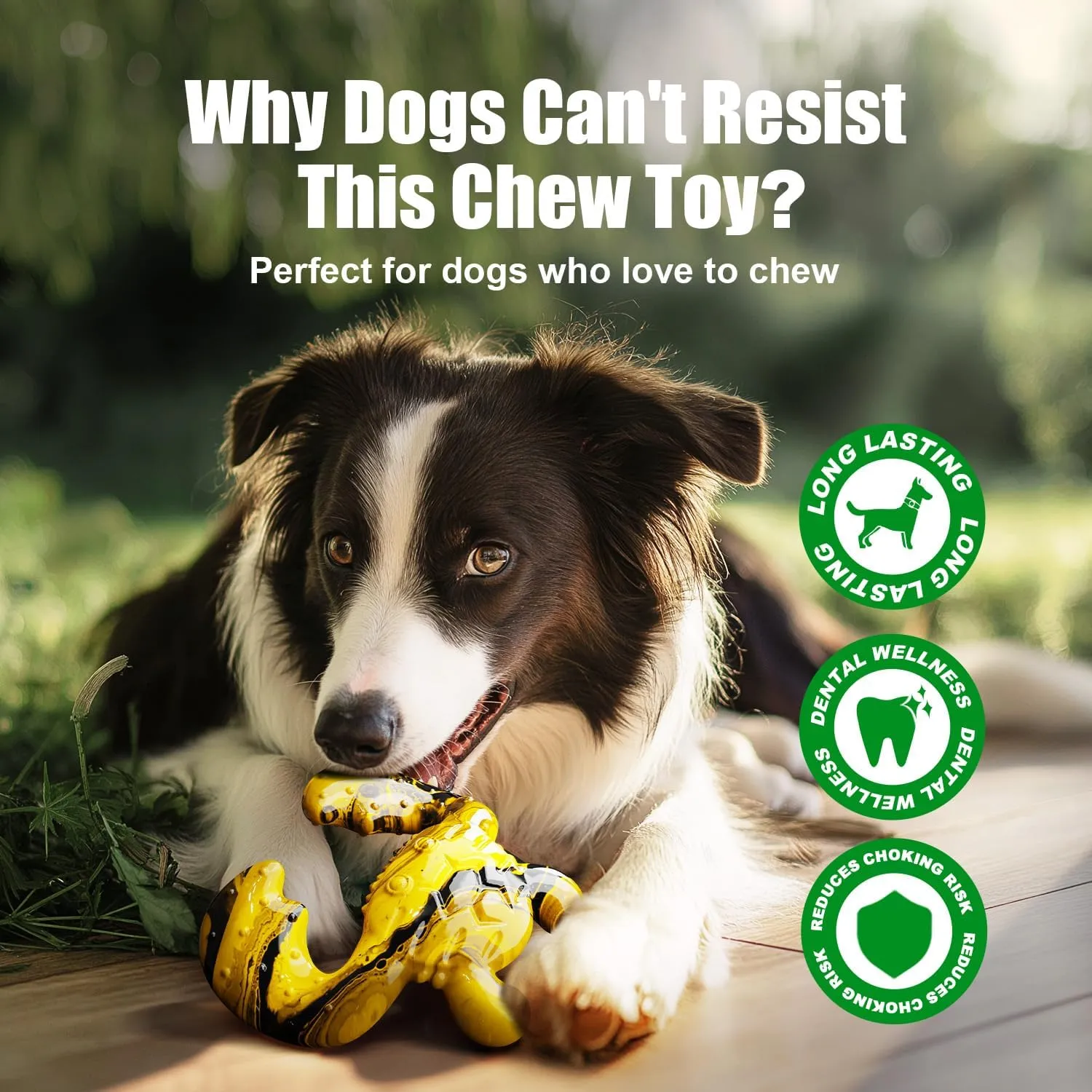 Dog Toys for Aggressive Chewers, Dog Toys for Medium Large Dogs, Tough Nylon Dog Chew Toys with Bacon Flavor, Chew Toys for Aggressive Chewers, Yellow