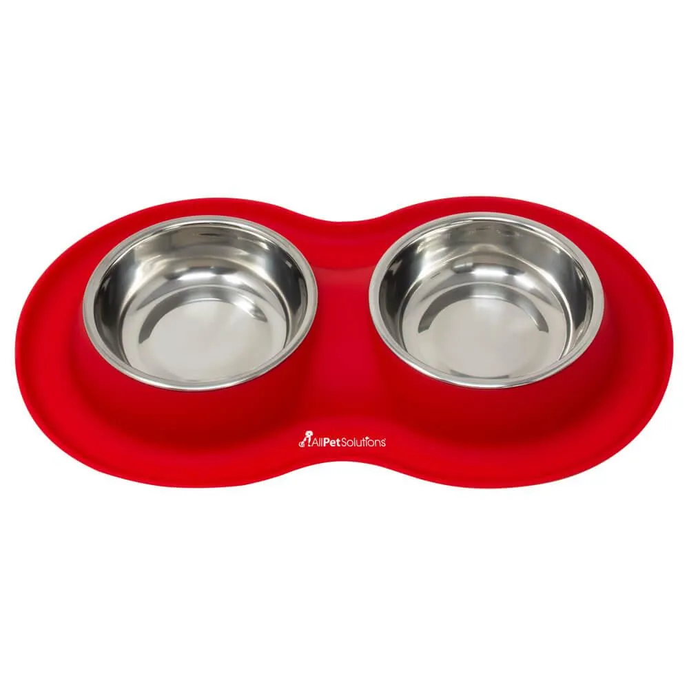 Double Bowl Cat Dog Feeder - Red - S/L/XL