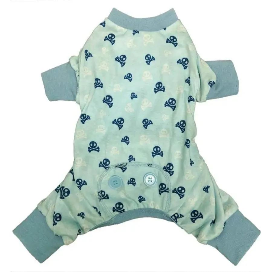 Fashion Pet Skull N Cross Bone Dog Pajamas Blue