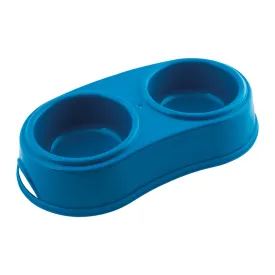 Georplast Plastic Double Antislip Pet Bowl Blue
