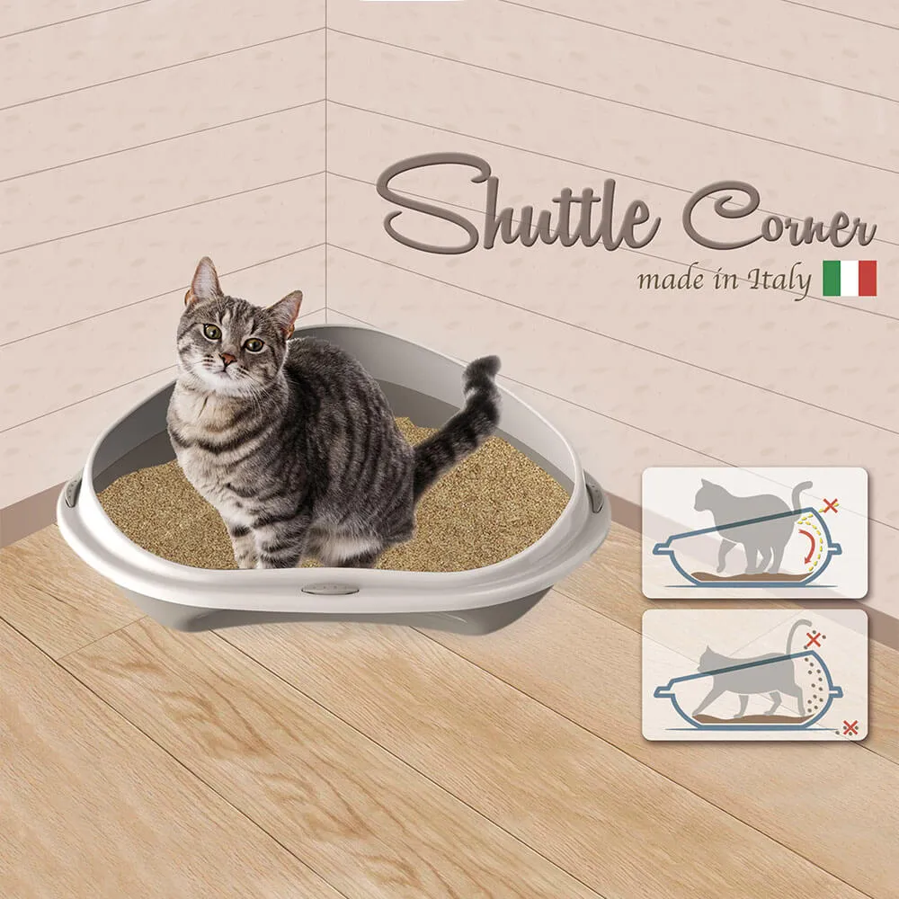 Georplast Shuttle Corner Cat Litter Tray Pink