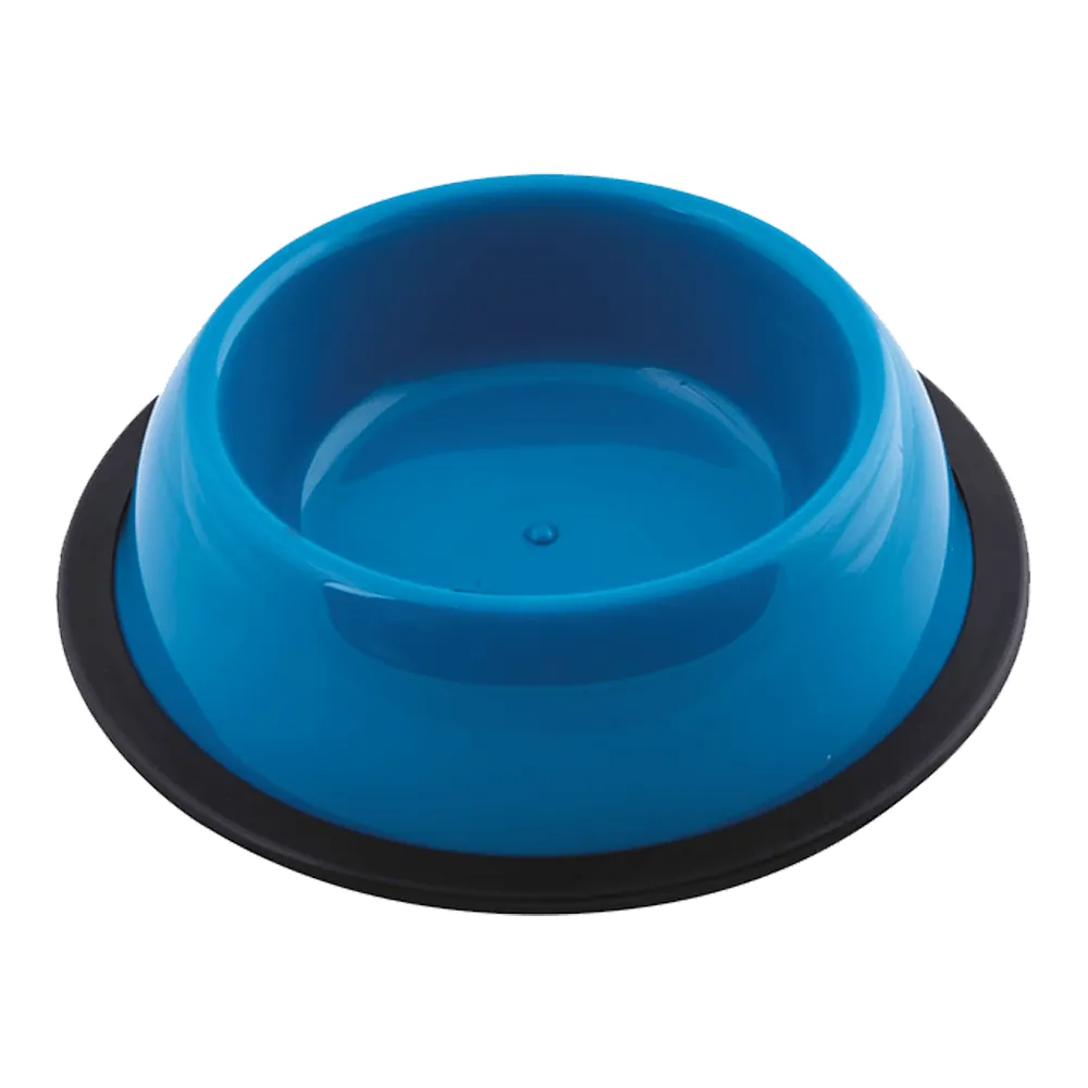 Georplast Silver Antislip Plastic Pet Bowl Blue