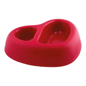 Georplast That's Amore Double Plastic Pet Bowl Red
