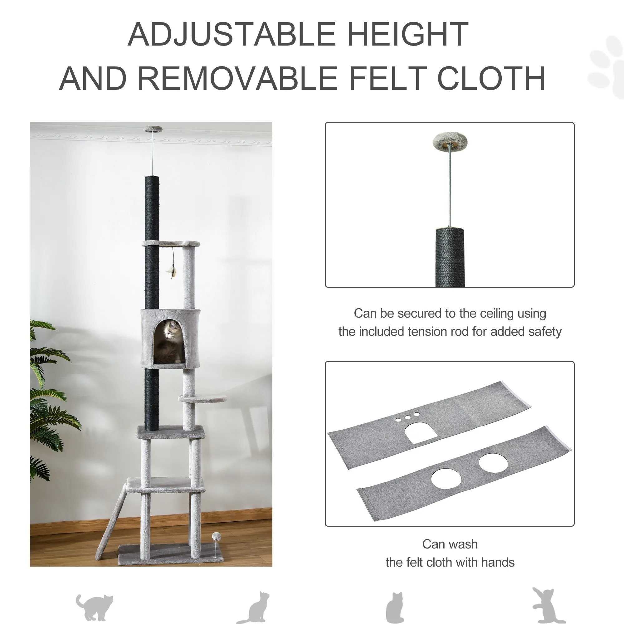 Huge Cat Tree Ceiling High Kitten Climbing  Activity Center Multi-level Sisal