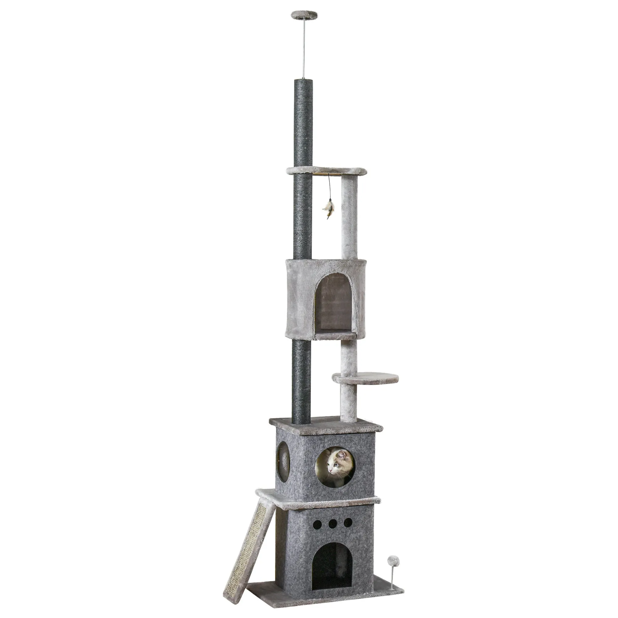 Huge Cat Tree Ceiling High Kitten Climbing  Activity Center Multi-level Sisal